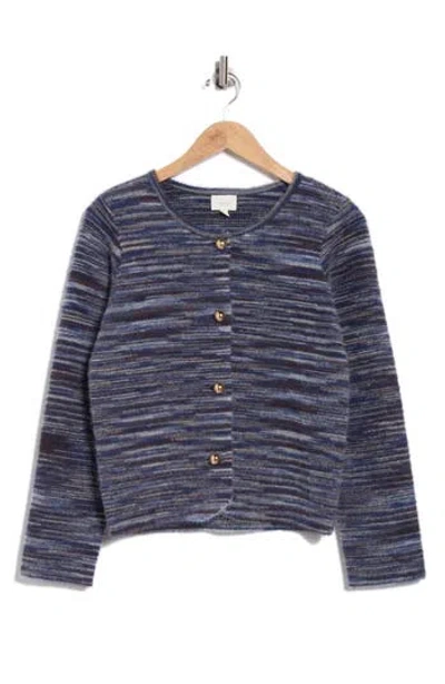 Cyrus Crewneck Button Front Cardigan In Blue