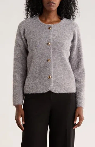Cyrus Crewneck Button Front Cardigan In Gray
