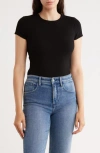 Cyrus Crewneck Cap Sleeve Top In Black