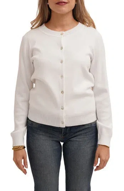 Cyrus Crewneck Cardigan In White