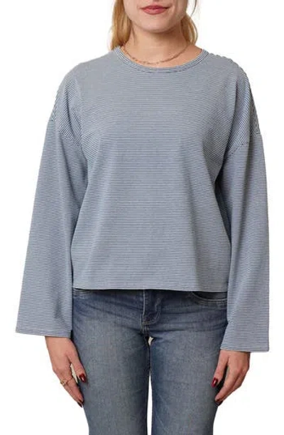 Cyrus Crewneck Drop Shoulder Top In Blue