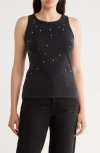 Cyrus Crystal Embellished Sleeveless Top In Black