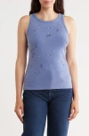 Cyrus Crystal Embellished Sleeveless Top In Blue