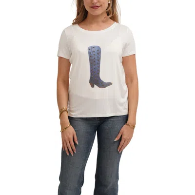 Cyrus Denim Studded Boot Graphic T-shirt In Animal Print