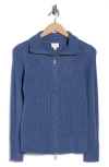 Cyrus Double Zip Cardigan In Blue