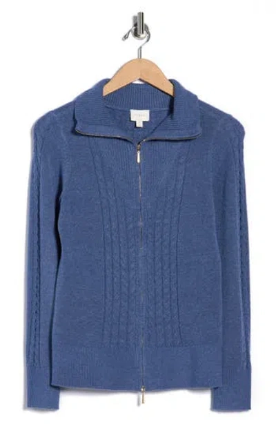 Cyrus Double Zip Cardigan In Blue