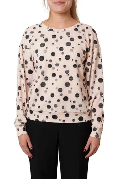 Cyrus Drop Shoulder Dot French Terry Sweater In Pink