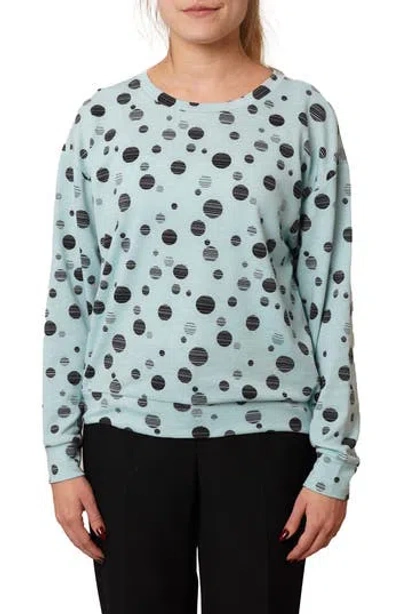 Cyrus Drop Shoulder Dot French Terry Sweater In Blue