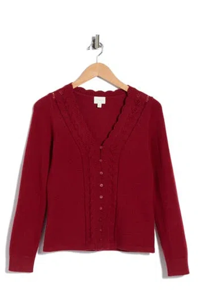 Cyrus Drop V-neck Cardigan In Red Currant