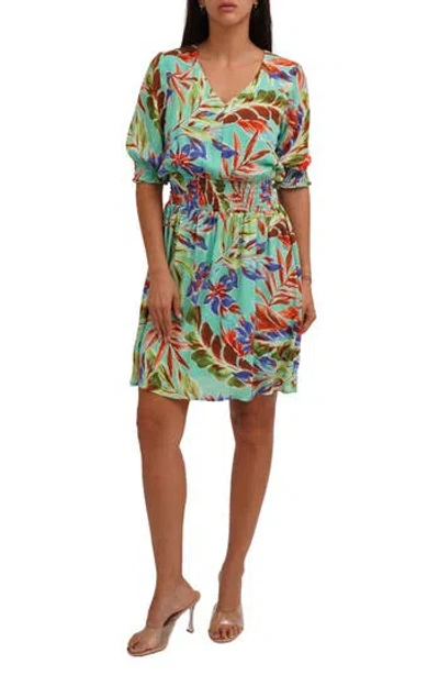 Cyrus Elbow Length Sleeve Fit And Flare Dress In Multi