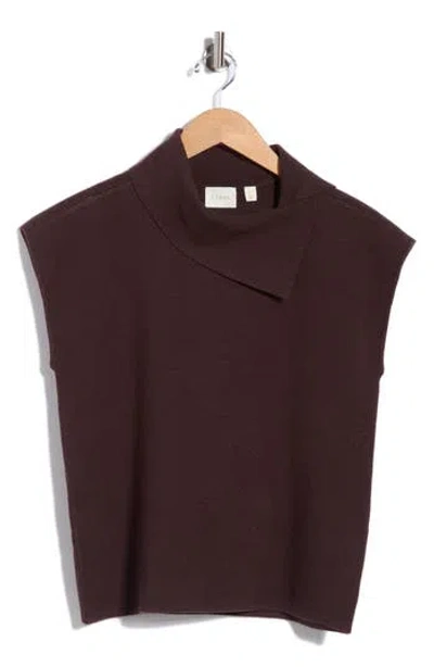 Cyrus Envelope Neck Sleeveless Sweater In Hickory Brown