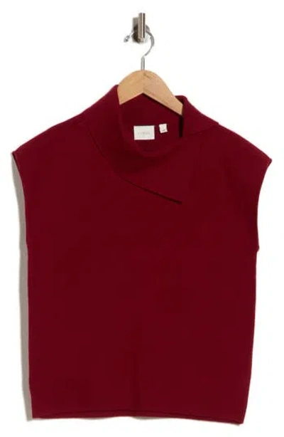 Cyrus Envelope Neck Sleeveless Sweater In Red Currant