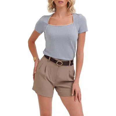 Cyrus Eyelet Trim Square Neck T-shirt In Multi
