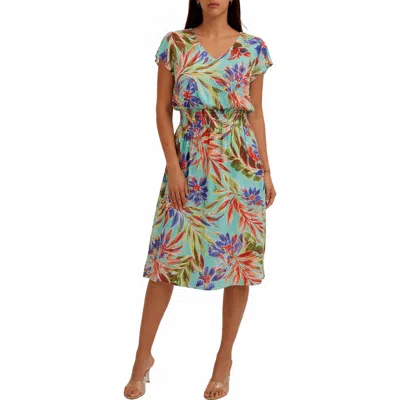Cyrus Flutter Sleeve Midi Dress In Multi