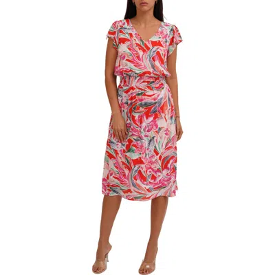 Cyrus Flutter Sleeve Midi Dress In Pink