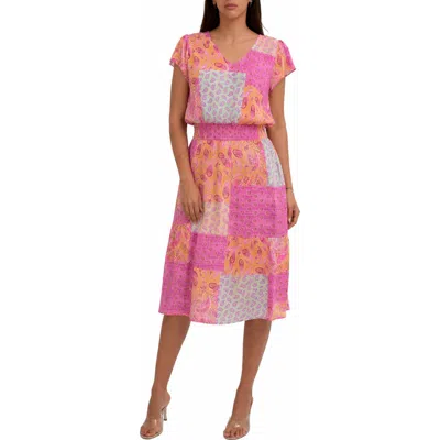 Cyrus Flutter Sleeve Midi Dress In Pink