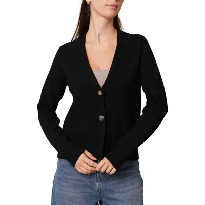 Cyrus Front Button Cardigan In Black