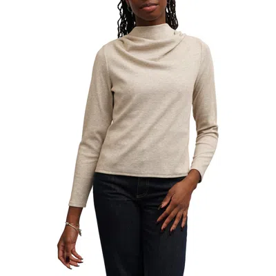 Cyrus Funnel Neck Long Sleeve Top In Neutral