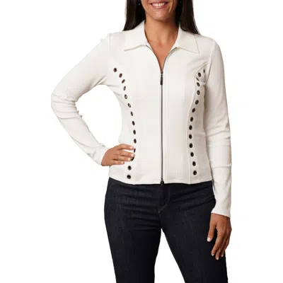Cyrus Grommet Trim Rib Top In Multi