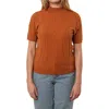 Cyrus Intarsia Short Sleeve Sweater In Orange