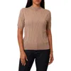 Cyrus Intarsia Short Sleeve Sweater In Brown