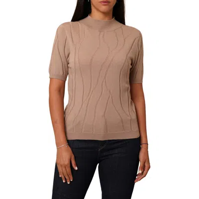 Cyrus Intarsia Short Sleeve Sweater In Brown