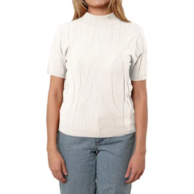 Cyrus Intarsia Short Sleeve Sweater In White