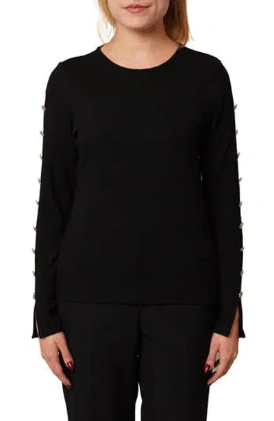 Cyrus Keyhole Long Sleeve Top In Black