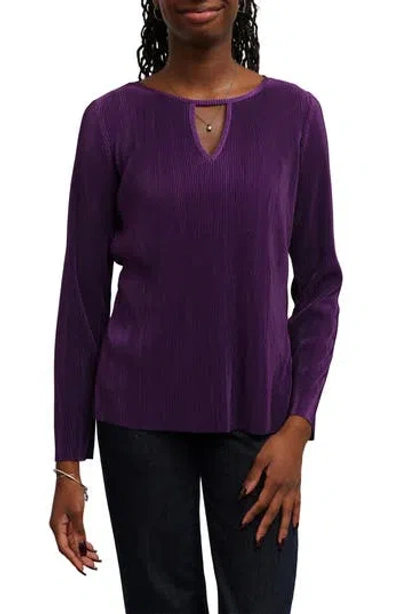 Cyrus Keyhole Pleated Top In Purple