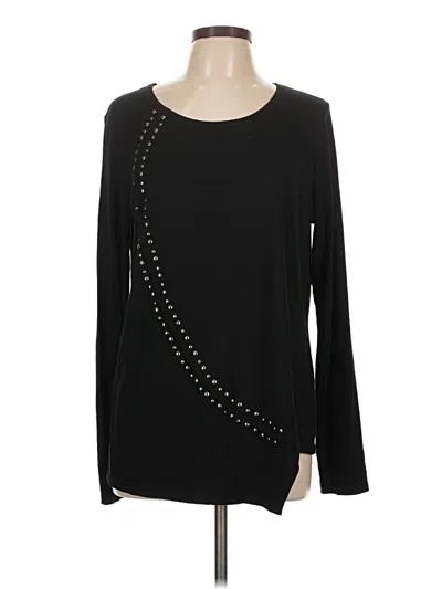Pre-owned Cyrus Long Sleeve Top Black Keyhole Neckline Tops