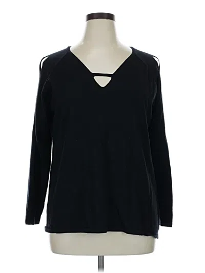 Pre-owned Cyrus Long Sleeve Top Black Keyhole Neckline Tops