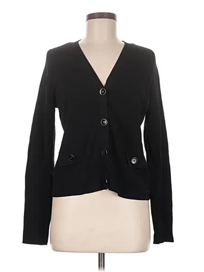 Pre-owned Cyrus Long Sleeve Top Black Plunge Neckline Tops