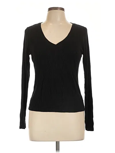 Pre-owned Cyrus Long Sleeve Top Black V-neck Tops