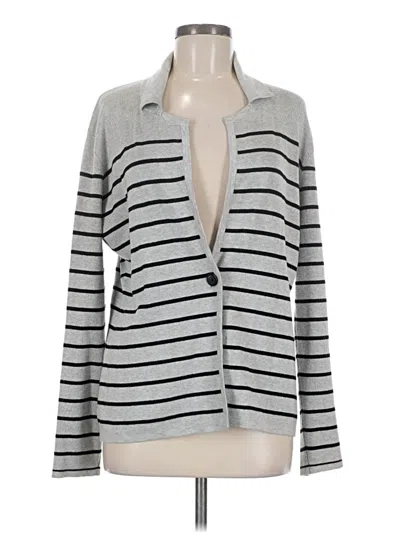 Pre-owned Cyrus Long Sleeve Top Gray Plunge Neckline Tops