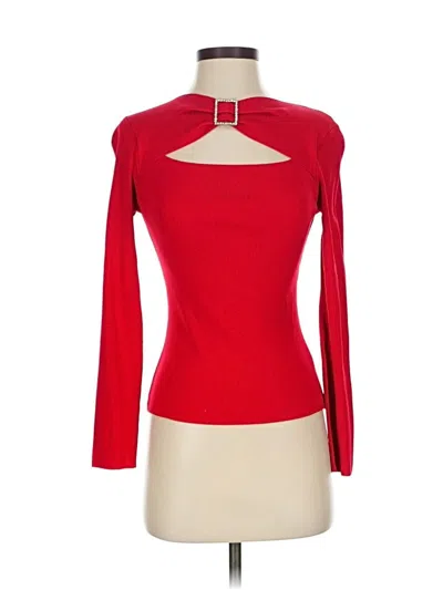 Pre-owned Cyrus Long Sleeve Top Red Keyhole Neckline Tops