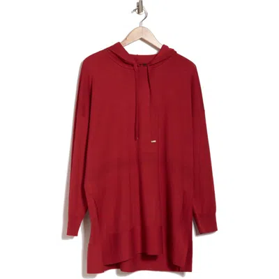 Cyrus Longline Split Hem Hooded Sweater In Venetian Red ModeSens