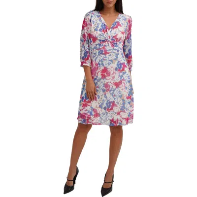 Cyrus Mesh Twist Front Dress In Blue