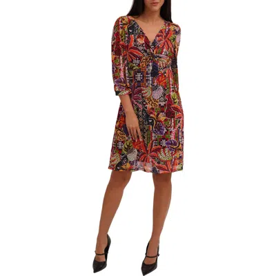 Cyrus Mesh Twist Front Dress In Multi