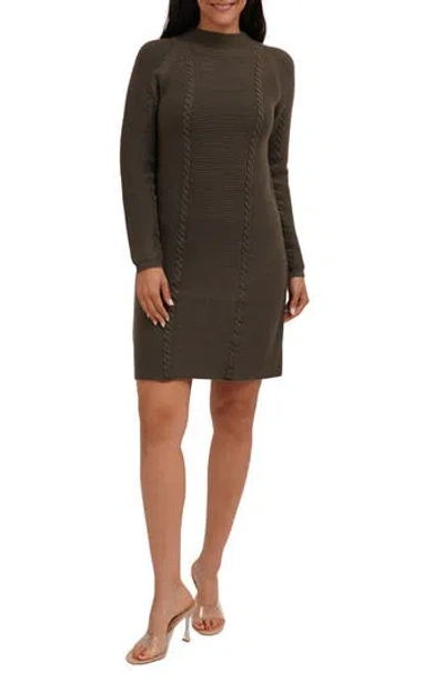 Cyrus Mock Neck Long Sleeve Sweater Dress In Brown