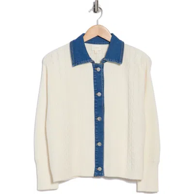 Cyrus Novelty Denim Trim Sweater In Blue