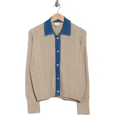 Cyrus Novelty Denim Trim Sweater In Neutral