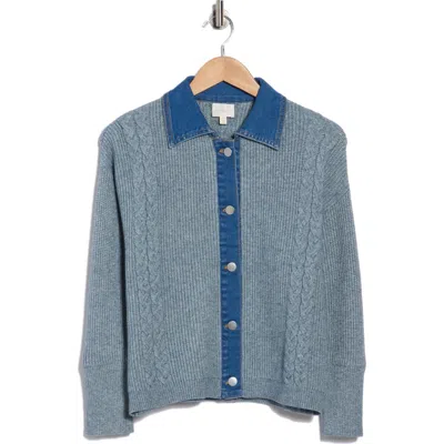 Cyrus Novelty Denim Trim Sweater In Blue