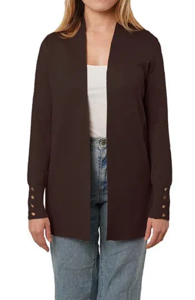 Cyrus Open Front Knit Cardigan In Brown