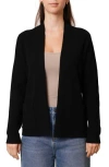 Cyrus Open Front Waffle Cardigan In Black