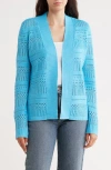 Cyrus Open Stitch Cardigan In Blue