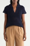 Cyrus Open Stitch Polo In Blue