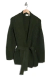 Cyrus Ottoman Ribbed Wrap Sweater Jacket In Green
