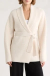 Cyrus Ottoman Ribbed Wrap Sweater Jacket In White
