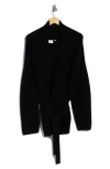 Cyrus Ottoman Ribbed Wrap Sweater Jacket In Black