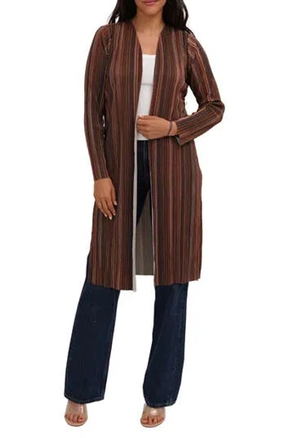 Cyrus Plissé Print Duster In Brown